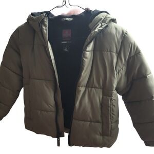 Kids Swiss Tech Puffer Jacket Hooded Green Size XS 4-5